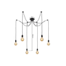 Lustre Pendente Aranha Preto Thomas Edison para 6 Lâmpadas Luxo Moderno Inl82 - 7