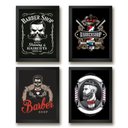 Ver imagem 2 de Kit 4 Quadros Decorativos para Barbearia 33x24cm:madeira Preta