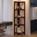 Ver imagem 3 de Estante de Canto Zoe em Madeira Maciça Cor Castanho 5 Níveis