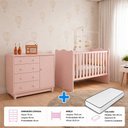 Ver imagem 2 de Kit Quarto de Bebê Doce Sonho com Berço para Mosquiteiro Cômoda Sapateira e Colchão D18 130x60 Movel