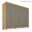 Ver imagem 2 de Guarda-Roupa Casal 100% MDF 6 Portas 274cm Multimóveis Madeirado/Cinza