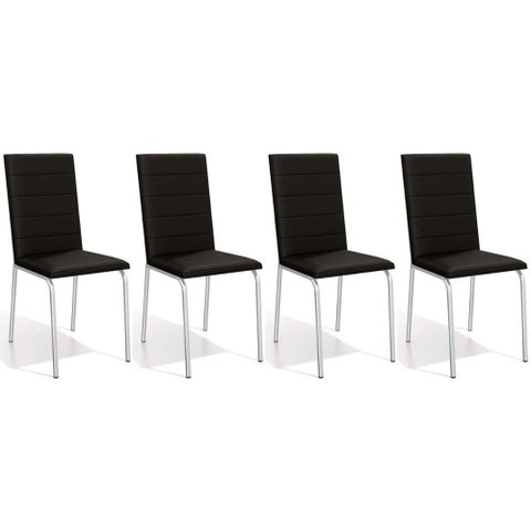 Kit 4 Cadeiras Sala Jantar Amsterdã C091 4 Un Cromada/preto 110 - Kappesberg
