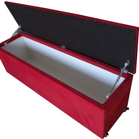 Recamier Baú Solteiro Capitonê Vintage Suede 90 Cm 100% Mdf