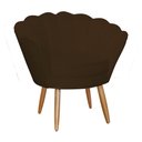 Ver imagem 3 de Kit Namoradeira + 2 Poltronas Decorativa Pétala Suede Marrom Pés Madeira Ms Decor