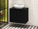 Ver imagem 1 de Gabinete de Banheiro Ripado 60 com Cuba Branca Cor: Preto