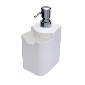 Dispenser Porta Detergente e Esponja / Bucha Fixação Parede:Branco