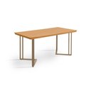 Ver imagem 1 de Mesa Industrial 1,60m Alice Tampo em Madeira Maciça Base Cor Champagne Vintage Retrô Imbuia