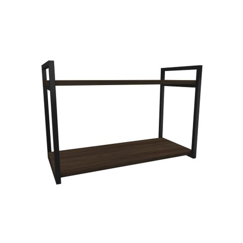 Nicho Industrial 2 Prateleiras Bahamas Ferro Preto Tampo Amêndoa 60cm
