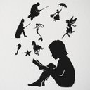 Ver imagem 1 de Adesivo Menina Livro Fantasia Criança Decoração Parede Quarto Sala Escola:preto