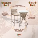 Ver imagem 3 de Conjunto 2 Banquetas e Bistrô com Tampo de Vidro em Aço e Corda Náutica Rami Baré Assento Bege