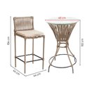 Ver imagem 4 de Conjunto 2 Banquetas e Bistrô com Tampo de Vidro em Aço e Corda Náutica Rami Baré Assento Bege