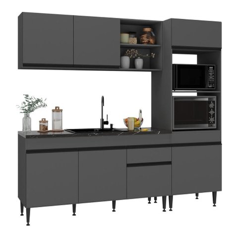 Cozinha Modulada Compacta 211,5cm Milano Multimóveis Mp2400 Cinza