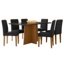 Ver imagem 1 de Mesa de Jantar Ambiente Anitta 160x90 Cm com Vidro Ype Preto e 6 Cadeiras Ana Ype Veludo Preto - New