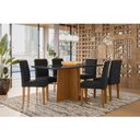 Ver imagem 2 de Mesa de Jantar Ambiente Anitta 160x90 Cm com Vidro Ype Preto e 6 Cadeiras Ana Ype Veludo Preto - New