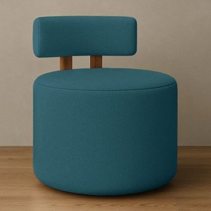Poltrona Decorativa Organica Almyra - Tecido Boucle - Azul Turquesa Escuro