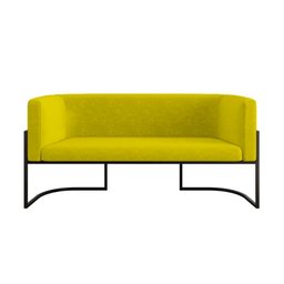 Sofá Namoradeira 2 Lugares Moderna Base Metal Black – Balaqui Cor:amarelo - 4