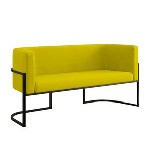 Sofá Namoradeira 2 Lugares Moderna Base Metal Black – Balaqui Cor:amarelo