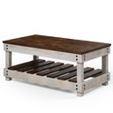 Ver imagem 1 de Mesa de Centro de Madeira com Prateleira Cinza Claro Distressado