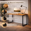 Ver imagem 2 de Escrivaninha Mesa Moderna 90cm Industrial Gamer Pc MDF:Canela