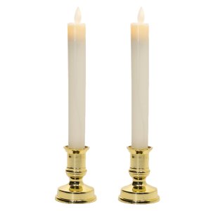 Castiçal com Vela Elétrica 25cm Decoração Natalina 2pçs