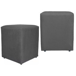 Kit 2 Puffs Quadrado Cubo Banqueta Decorativo Utilize - Cinza - 1