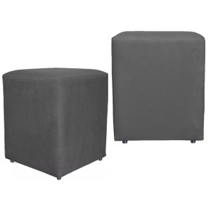 Kit 2 Puffs Quadrado Cubo Banqueta Decorativo Utilize - Cinza