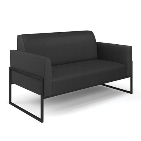 Sofá Namoradeira Base Industrial Alta Preto Marisa Corino D03 - D\'rossi Cor Preto