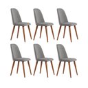 Ver imagem 1 de Conjunto com 6 Cadeiras de Madeira Maciça Estofada New Drop - Natural C/ Linho Cinza - Cobre