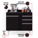 Ver imagem 5 de Balcão de Cozinha Lavanderia com Tampo 02 Gavetas Bia 100 cm - D’Rossi Preto