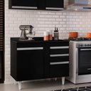 Ver imagem 2 de Balcão de Cozinha Lavanderia com Tampo 02 Gavetas Bia 100 cm - D’Rossi Preto