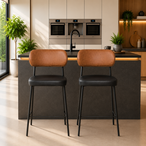 Kit 2 Banquetas Cozinha Altas Estofadas Camila com Encosto - Edecasamoveis