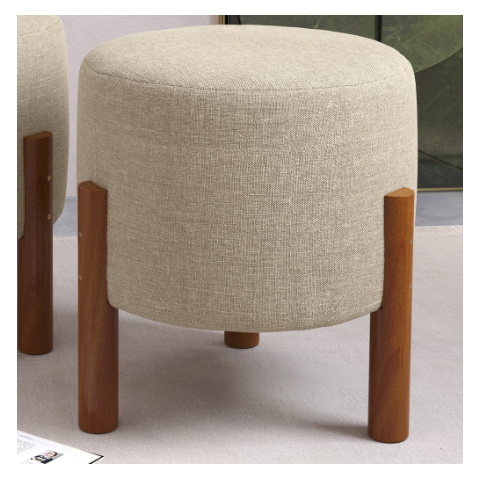 Puff, Puf Banqueta Sala Redondo Bege ou Cinza Redondo -Thor- CM - Bege