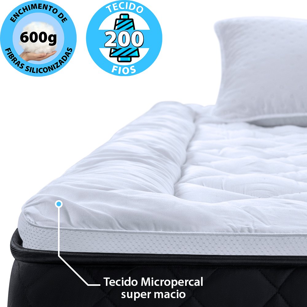 Pillow Top Solteiro Extra Macio Toque de Pluma em Fibra Siliconada 600g/m2 88x188cm Bf Colchões - 3