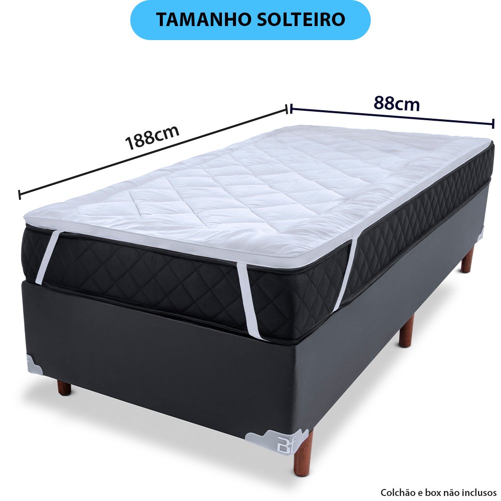 Pillow Top Solteiro Extra Macio Toque de Pluma em Fibra Siliconada 600g/m2 88x188cm Bf Colchões - 2