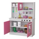 Ver imagem 1 de Cozinha Infantil Completa com Armários Portas Funcionais Mini Cozinha de Brinquedo Educativa Rosa