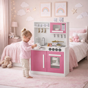 Ver mais imagens de Cozinha Infantil Completa com Armários Portas Funcionais Mini Cozinha de Brinquedo Educativa Rosa