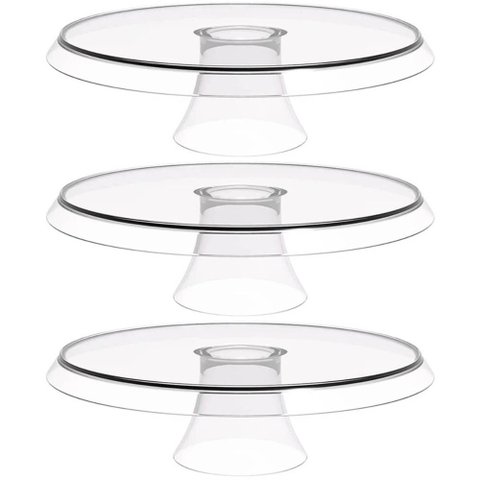 Conjunto 3 Boleiras Transparentes 28cm Bases para Docinhos e Tortas Glassy Crippa