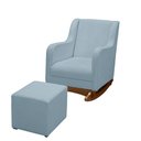 Ver imagem 2 de Poltrona de Amamentação Aquila Plus Balanço com Puff Bouclê Azul Claro