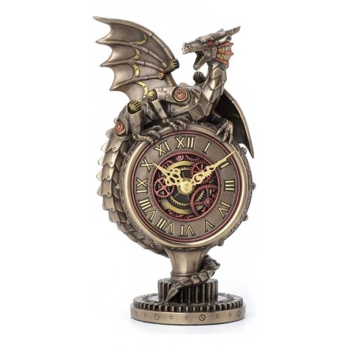 Dragão Relógio Steampunk Estatueta Veronese 99809 Bronze