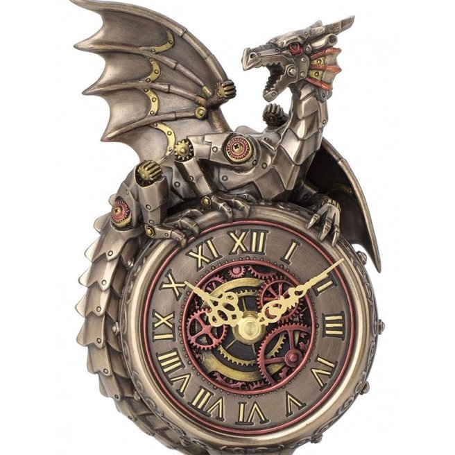 Dragão Relógio Steampunk Estatueta Veronese 99809 Bronze - 2