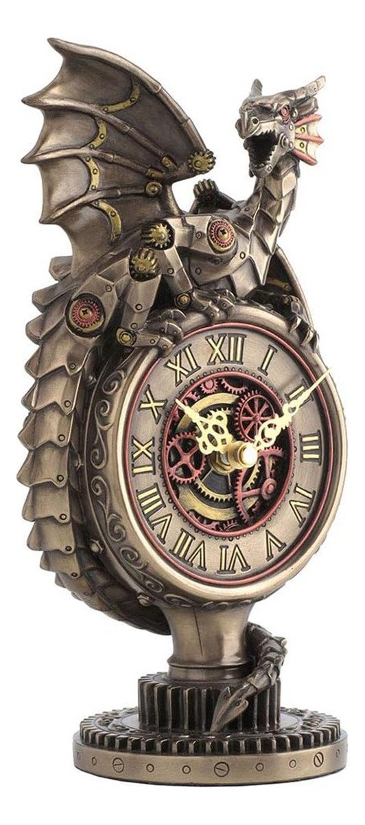 Dragão Relógio Steampunk Estatueta Veronese 99809 Bronze - 4