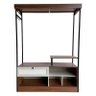 Quarto Closet Orion com Mesa de Cabeceira Iris e Penteadeira Vega Nova Imbuia Beige Preto - Vizzato - 7