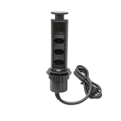 Mini Totem Manual QTMOV 3 Tomadas Preto