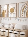 Ver imagem 1 de Kit 3 Quadros Infantil Arco Íris Quarto Bebê Menina 40x60 Moldura Madeira NO5