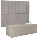 Ver imagem 1 de Kit Cabeceira Cama Box Casal King 195cm com Calçadeira Baú Dália W01 Linho Bege - Lyam