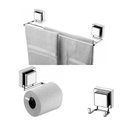 Ver imagem 1 de Kit Lavabo Banheiro Cromado Ventosa 03 Peças Future Porta Toalha Duplo, Papeleira, Cabide