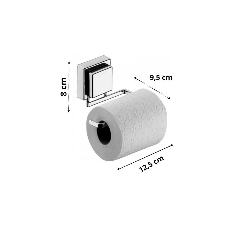 Kit Lavabo Banheiro Cromado Ventosa 03 Peças Future Porta Toalha Duplo, Papeleira, Cabide - 4