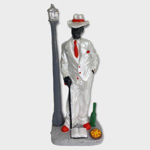 Escultura Zé Pelintra Branco em Resina 18 cm
