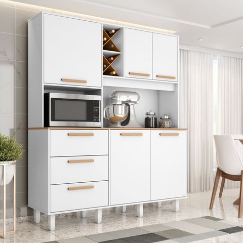 Kit Max Armário para Cozinha 5 Portas 3 Gavetas (1,60 m) Yescasa Branco