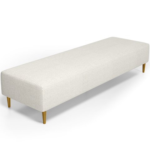 Puff Decorativo Sala de Estar Bali W01 Pés Palito 170x60cm Linho Champagne - Lyam Decor